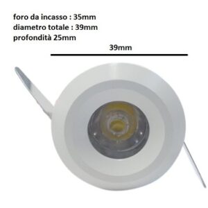Mini Faretto Led Incasso 1w 12v Luce Natura